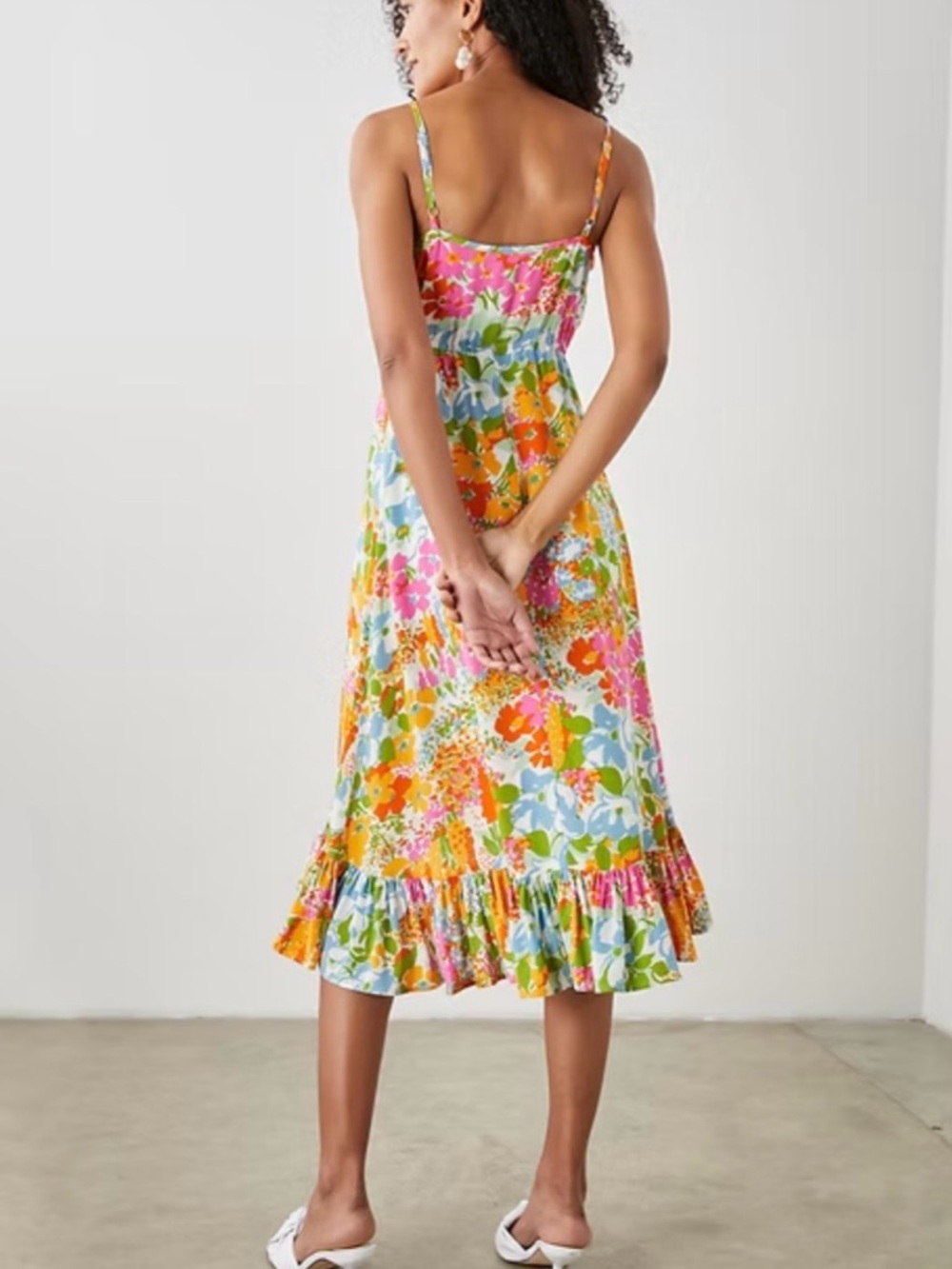 Rails Floral Button Front Midi Dress XS Colorful Spring Summer - Picture 2 of 11